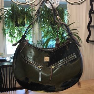 Rare Dooney & Burke cowhide/leather bag in green, yellow and black